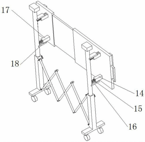 本实用新型涉及警示护栏,具体是一种园林景观施工警示护栏.