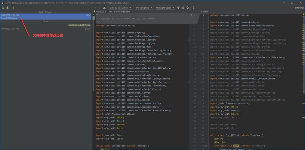 intellij源代码文件的历史如何查看