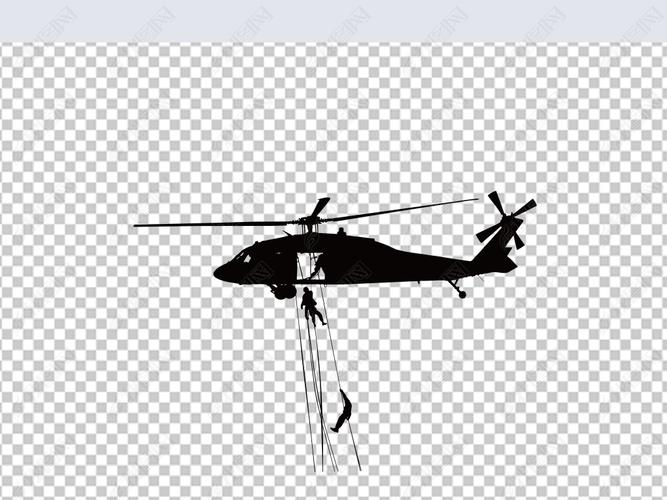 原创直升飞机矢量元素剪影军人军事版权可商用