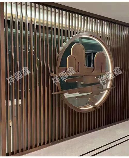 假山镂空玄关隔断金属不锈钢屏风别墅售楼部背景墙