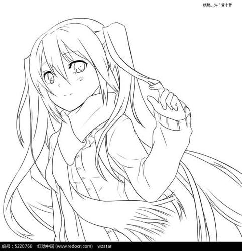 冬装女孩漫画简笔画