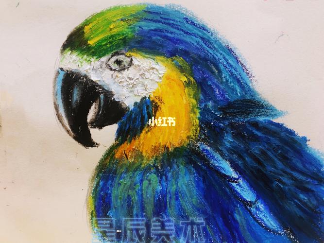 鹦鹉#油画棒_鹦鹉_油画棒_儿童画_创意儿童画_文化