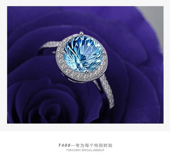 天然托帕石戒指开口蓝烟花指环