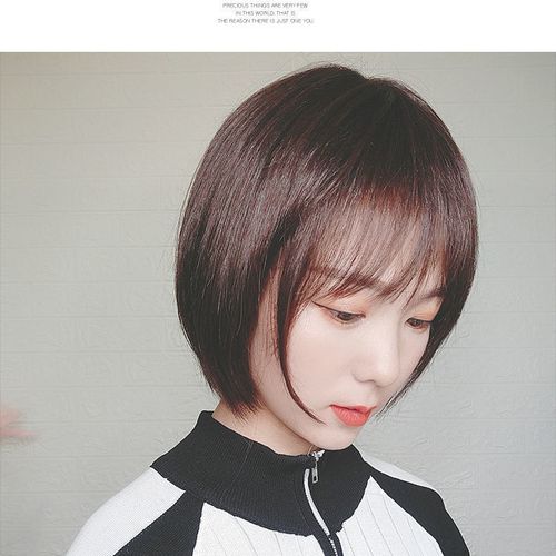 2021年圆脸短发,脸大脖子短女发型图 假发女短发圆脸bobo宋慧乔同款真人发丝全头套式网红