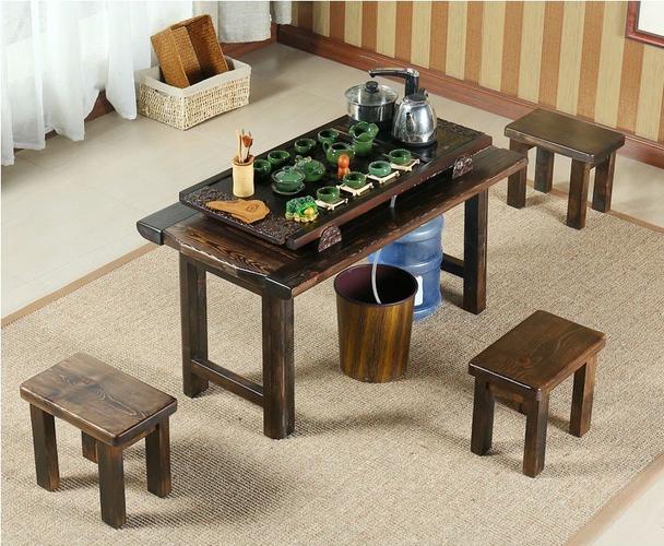 家用书房原木木质空间原木实木茶几茶桌茶台功夫茶桌椅套装简约