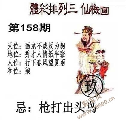 2021158期排列三彩票天后定和值谜158期北盟天机图谜
