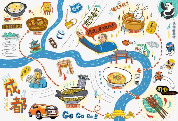 关键词 : 卡通,手绘,城市,食物,美食,成都,地名,蓝色