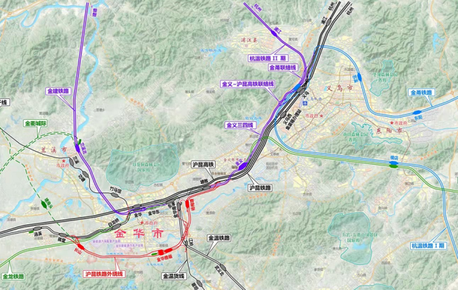 金华枢纽金华铁路扩容改造工程:主要包括金义城际铁路(自义乌站引出