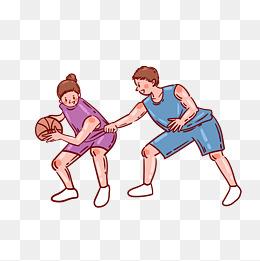 卡通矢量免抠可爱打篮球的女生