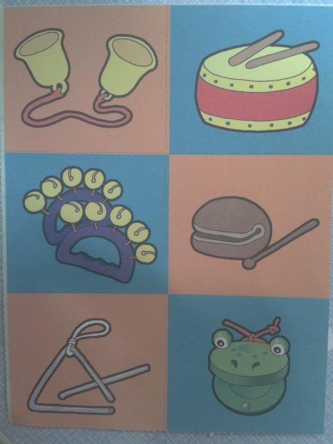 (碰铃,鼓,摇铃,木鱼,三角铁,响板)