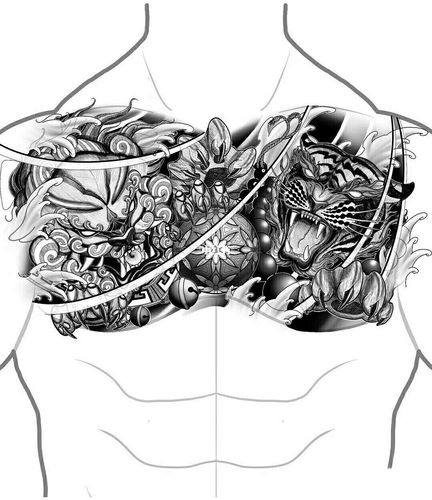花胸纹身图案.胸前纹身_纹身_纹身手稿_美妆_彩妆_彩妆其他
