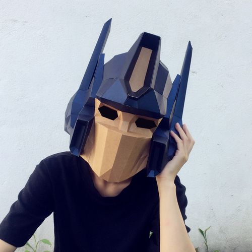 送工具头盔头套擎天柱面具可穿戴手工纸模型化装舞会