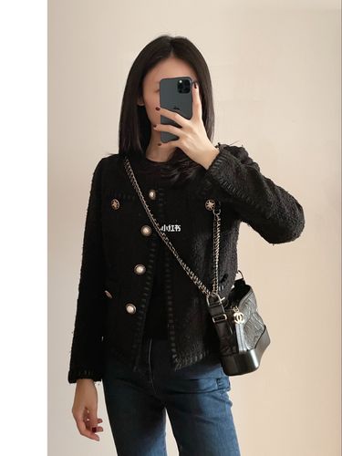 ootd上班穿搭 小香风黑色外套_外套_穿搭_小香风_牛仔