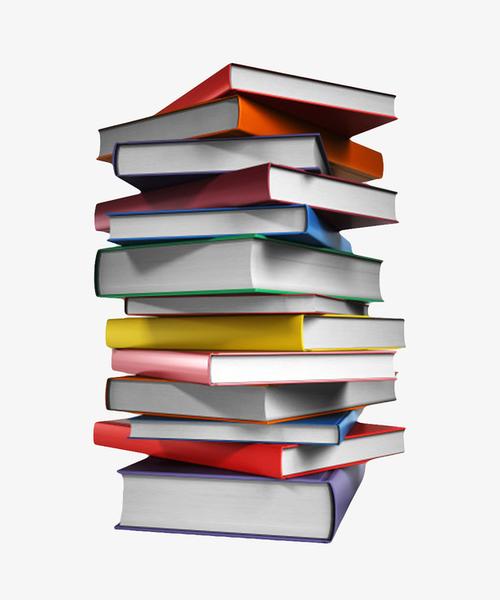 纯色堆叠不整齐的一叠书实物