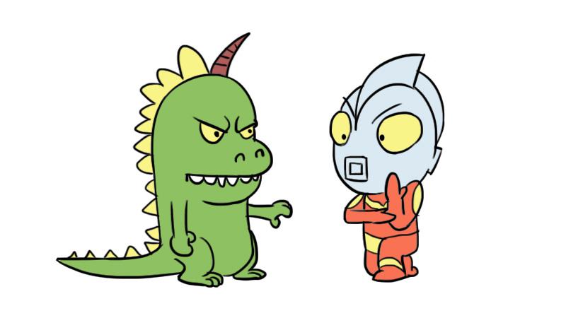 奥特曼打怪兽简笔画