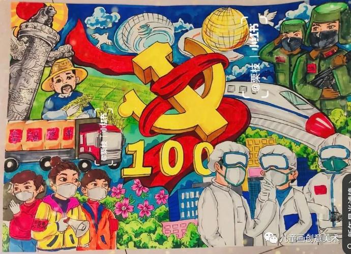 网络收集的建党100周年绘画作品,仅供参考!