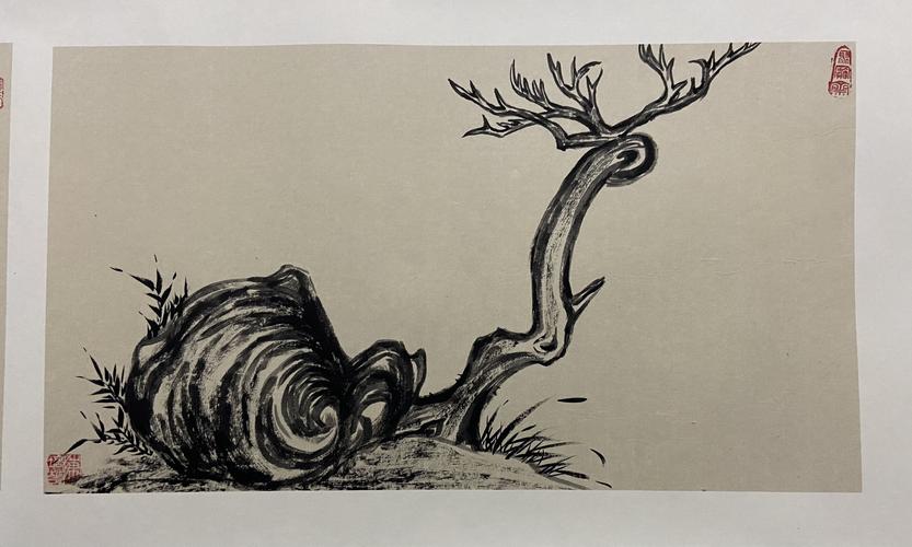 再现45亿东坡枯木怪石图手卷