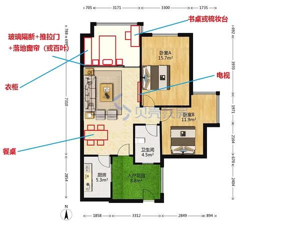 求助区姐妹们这个户型可以两房改三房吗