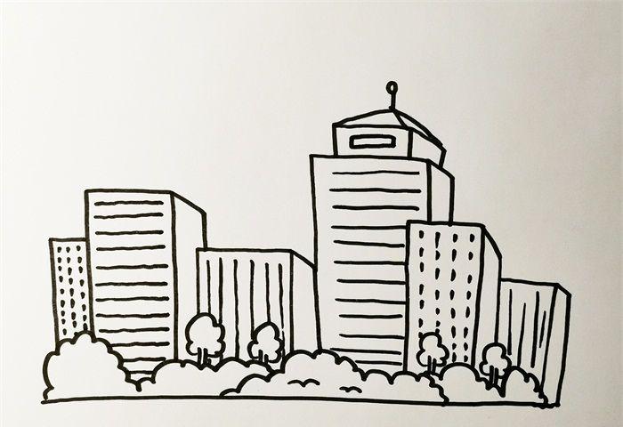 城市楼房简笔画带颜色_简笔画教程_简笔画大全