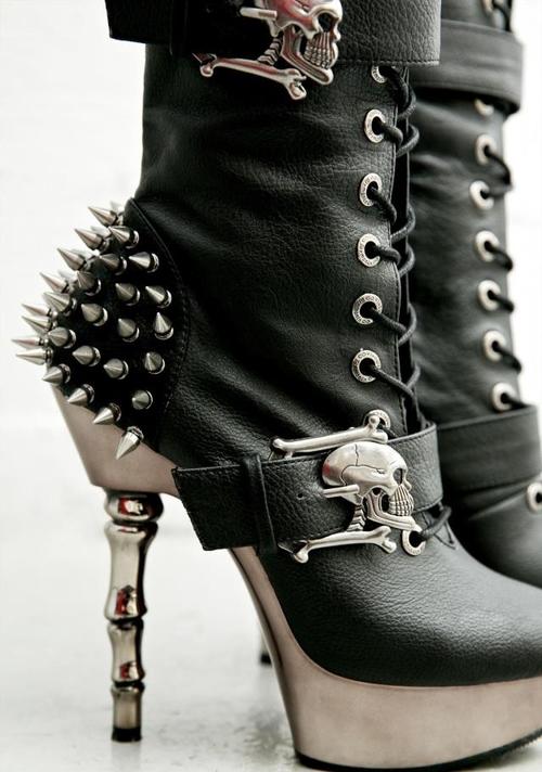代购 美国代购demonia哥特大牌蒸汽朋克重工铆钉骷髅暗黑高跟鞋高筒靴