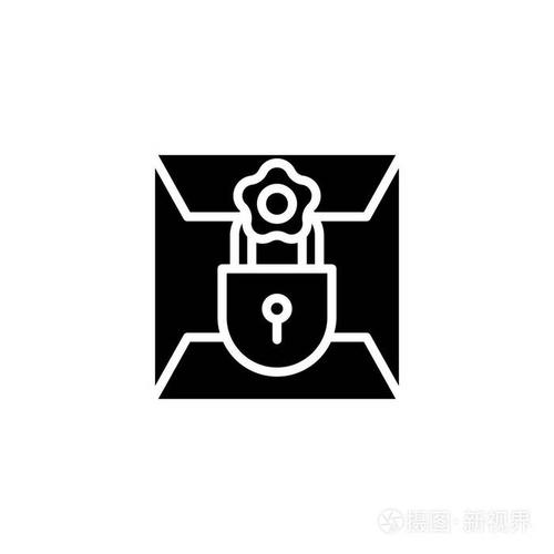 机密字母黑色图标概念.保密字母平面矢量符号, 符号, 插图
