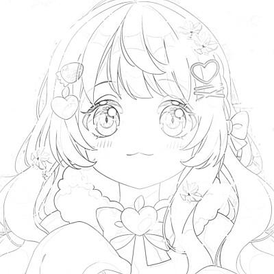 自转线稿|可爱动漫女头 橙池未蓝crystal