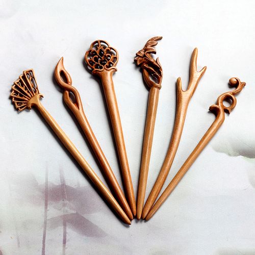 古代手工古风桃木发簪发饰古典复古宫廷中国民族风木簪钗盘发簪子