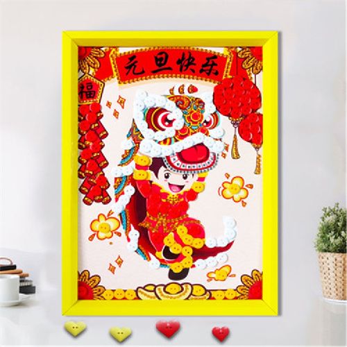 2021年新年画,2021年的新年画怎么画 2021年元旦礼物纽扣画春节拜年祝福幼儿园diy亲子手工
