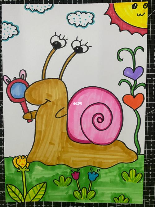 蜗牛儿童画 小蜗牛去旅行创意画96_蜗牛_儿童画_旅行_创意画_创意