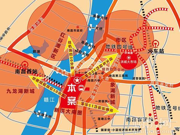 贯穿南昌市交通路网"三纵一横"的有利区位,北邻昌南大道,西邻滨江大道