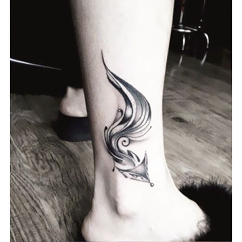 狐狸纹身贴防水女 持久性感韩国情侣仿真红色九尾狐逼真刺青遮瑕