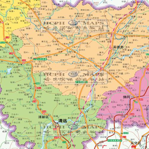 清远市地图挂图政区交通地形地貌卫星影像城市现代