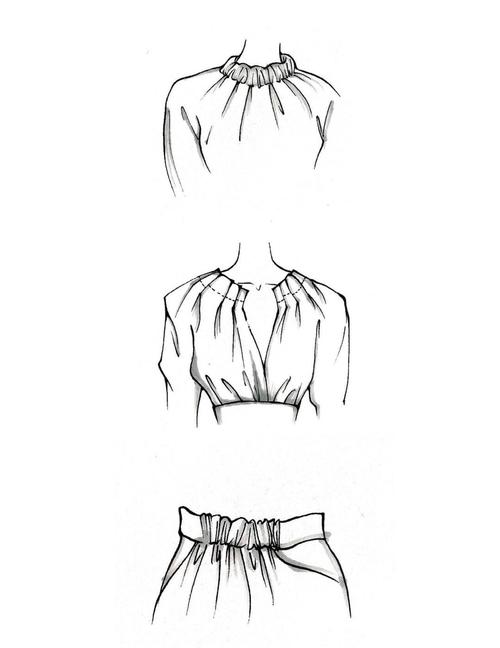 服装设计款式图·褶皱的表现_服装设计_时尚_穿搭