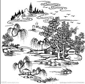 线描山水