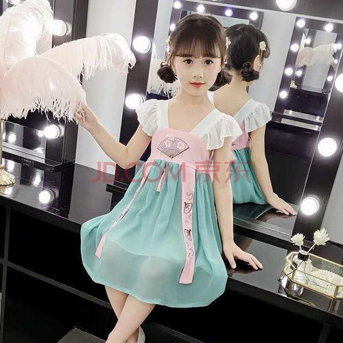 女童连衣裙夏装新款儿童超洋气雪纺公主裙网红童装小女孩裙子 绿色