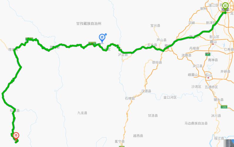 成都到亚丁途经318国道,227国道
