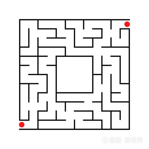 黑色抽象方形迷宫与一个地方为您的形象.一个有趣和有