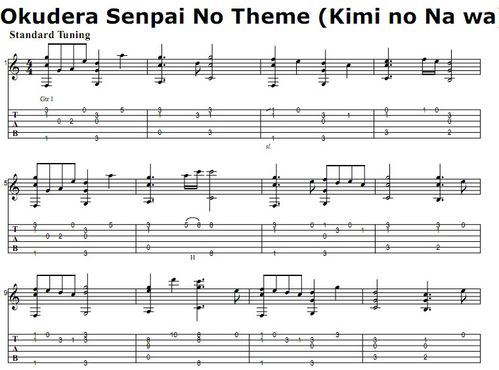 你的名字 奥寺先辈のテーマ指弹吉他谱