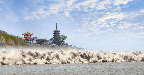 国庆中秋 盐官观潮(沈铭赞)