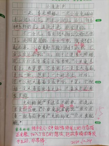 看图写话《小兔的蘑菇伞》——快乐作文学校二年级作品展示