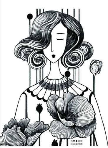 其它 线描装饰画的表现技法 写美篇这一类的线描人物装饰 比较q萌可爱