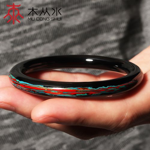 6-6.3cm一线系列檀木胎大漆漆漆器手镯国礼漆器