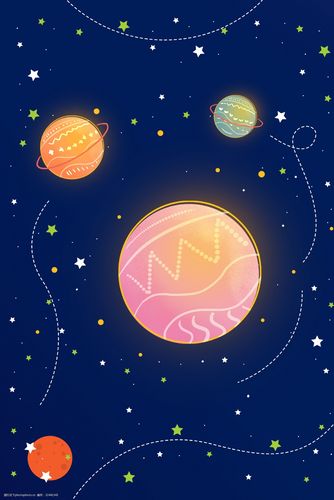 卡通手绘梦幻星球海报