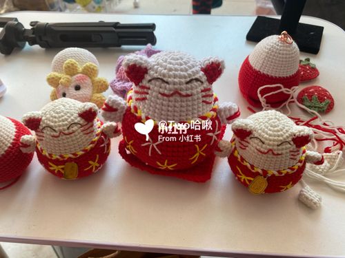 钩针玩偶招财猫附图解_招财猫_玩偶_大红色_兴趣爱好