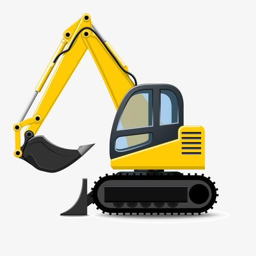 卡通挖掘机设计矢量图