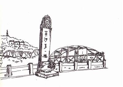 兰州中山铁桥简笔画