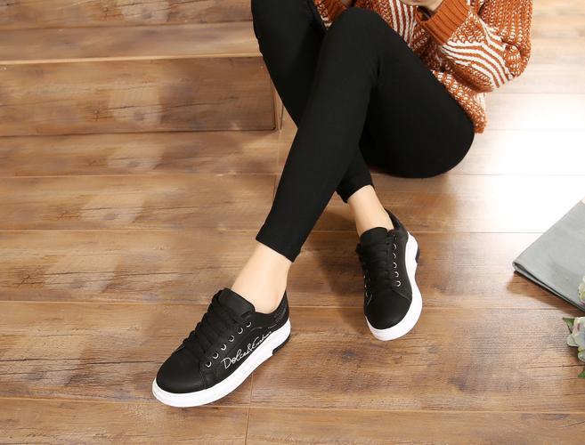 秋季15少女运动鞋12高中学生休闲跑步鞋大童白波鞋10女孩平底板鞋