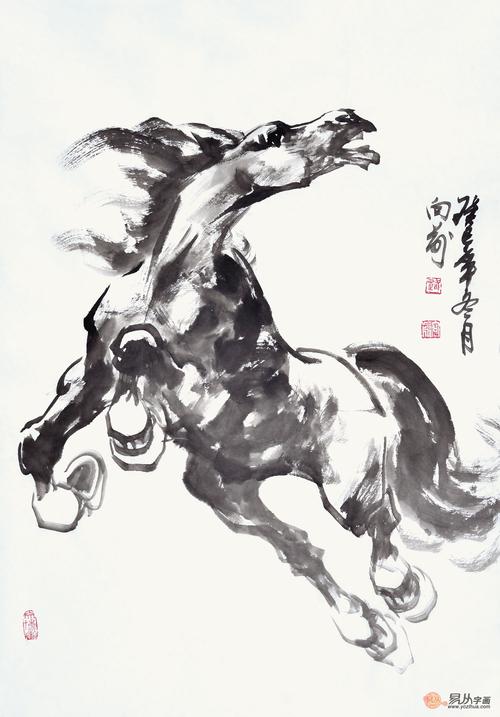 路向前四尺三开动物画作品《一马当先图十》