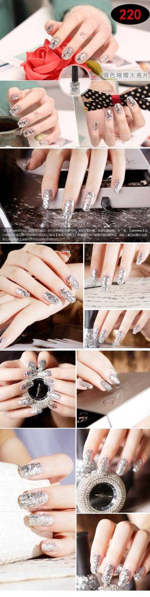 香槟色亮片美甲图,图说健康(图02/12)银色系美甲图片参考