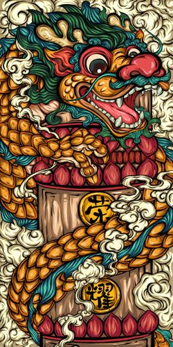 国潮插画(via.东来也原创设计)